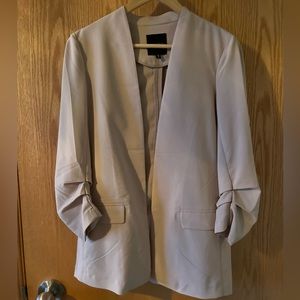 Ruched Sleeves Blazer Without Collar